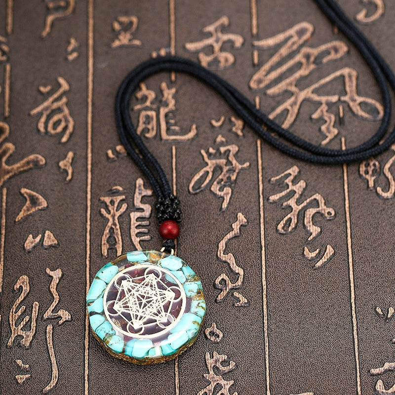 Buddha & Karma Archangel Metatron Orgonite Pendant - Turquoise Necklace