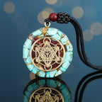 Buddha & Karma Archangel Metatron Orgonite Pendant - Turquoise Necklace