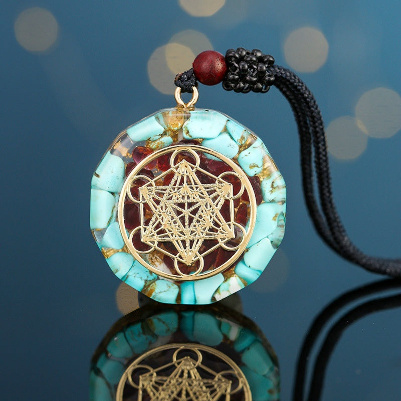 Buddha & Karma Archangel Metatron Orgonite Pendant - Turquoise Necklace