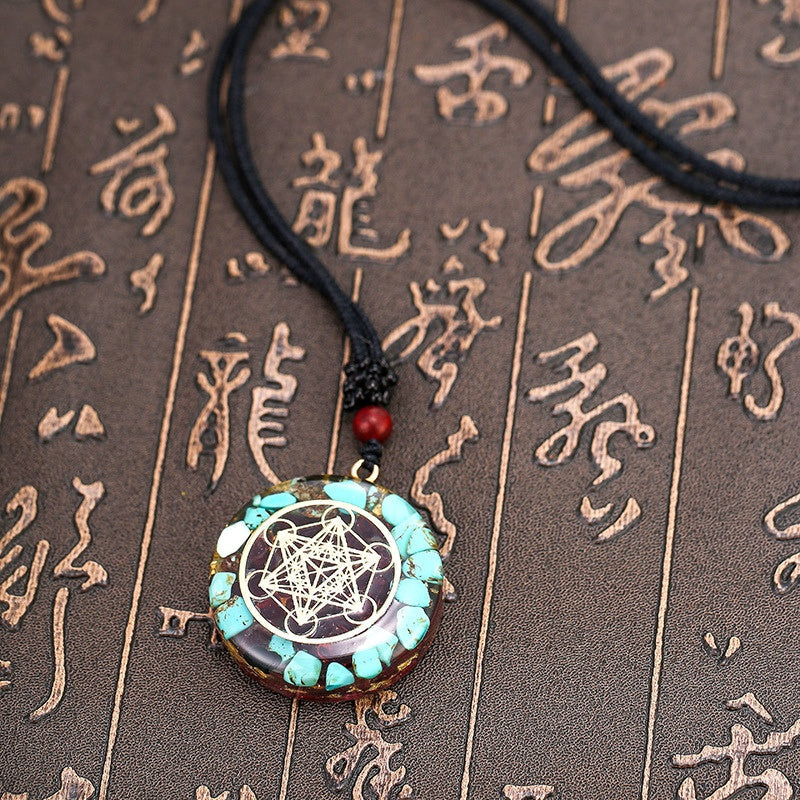 Buddha & Karma Archangel Metatron Orgonite Pendant - Turquoise Necklace