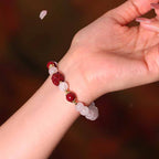 Fortune Jewel Natural Pink Crystal Cinnabar Nine Tailed Fox Love Bracelet