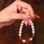 Fortune Jewel Natural Pink Crystal Cinnabar Nine Tailed Fox Love Bracelet