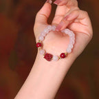 Fortune Jewel Natural Pink Crystal Cinnabar Nine Tailed Fox Love Bracelet