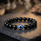 Buddha & Karma Black Obsidian Evil Eye Bracelet - Dual Protection