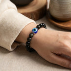 Buddha & Karma Black Obsidian Evil Eye Bracelet - Dual Protection