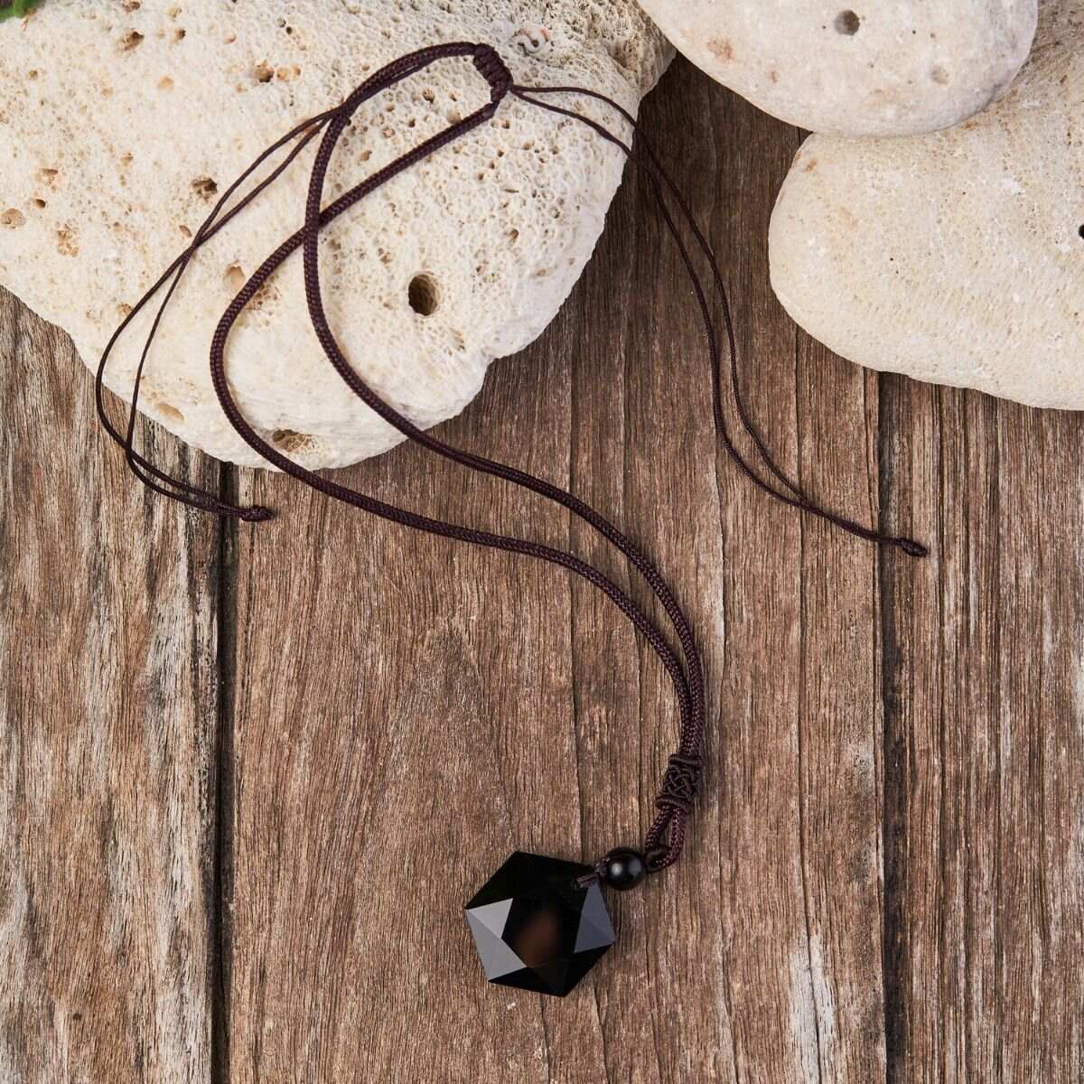 Buddha & Karma Black Obsidian Talisman - Necklace for Protection