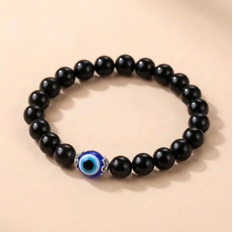 Buddha & Karma Black Obsidian Evil Eye Bracelet - Dual Protection