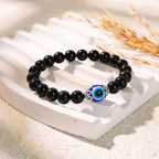 Buddha & Karma Black Obsidian Evil Eye Bracelet - Dual Protection