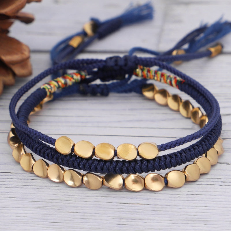Buddha & Karma Blue Copper Beads Bracelet Set