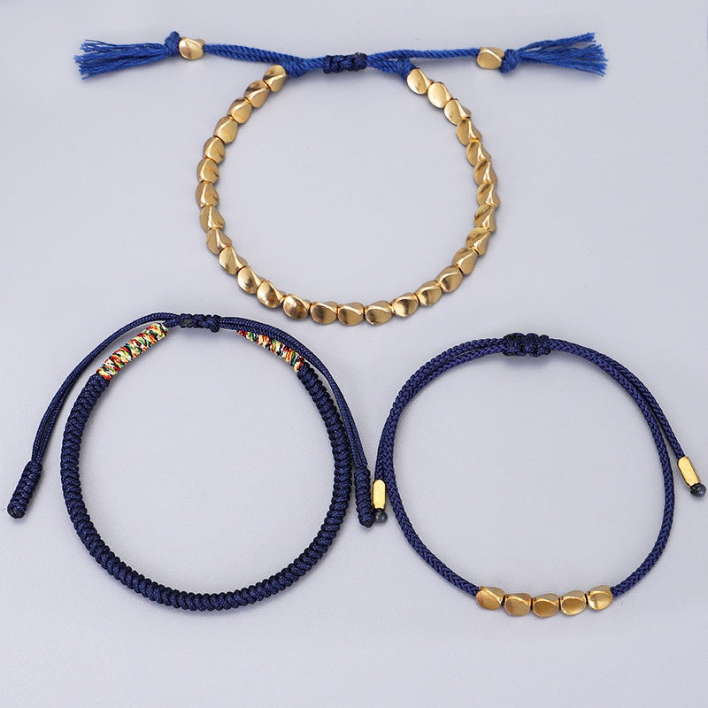 Buddha & Karma Blue Copper Beads Bracelet Set