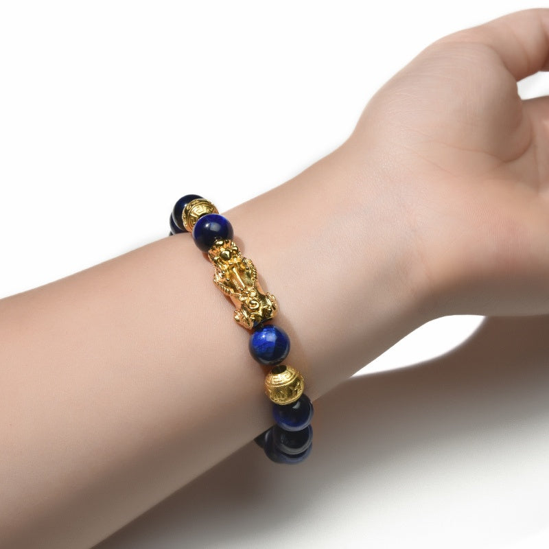 Buddha & Karma Blue Tiger Eye Pixiu Bracelet - Wealth & Confidence