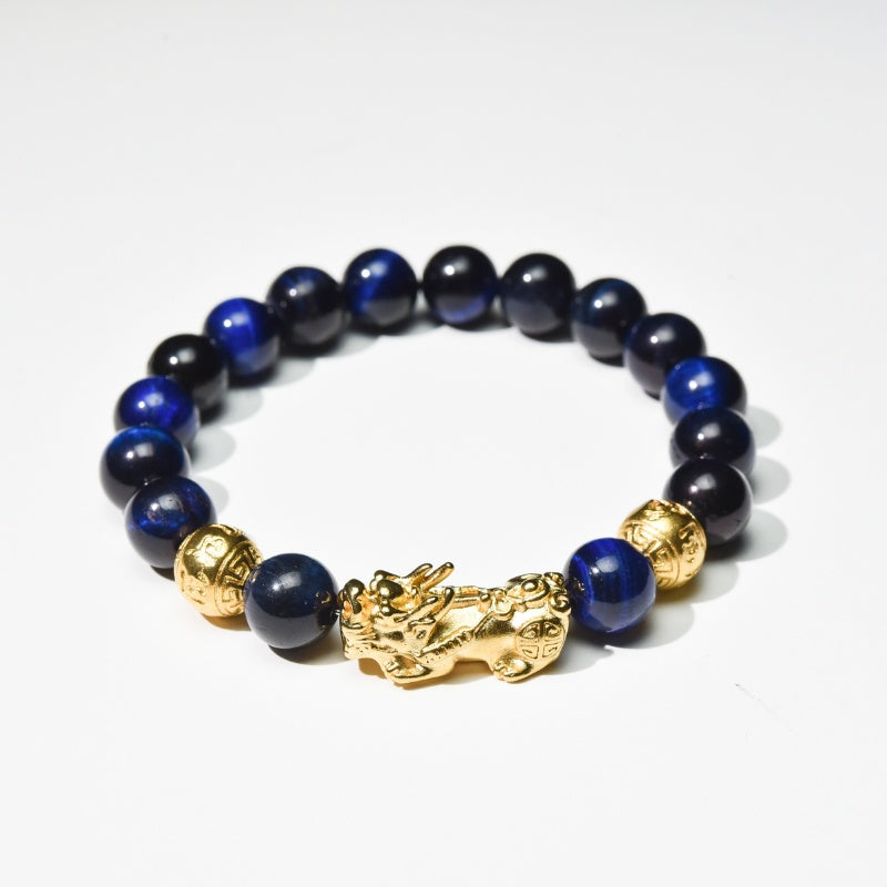 Buddha & Karma Blue Tiger Eye Pixiu Bracelet - Wealth & Confidence