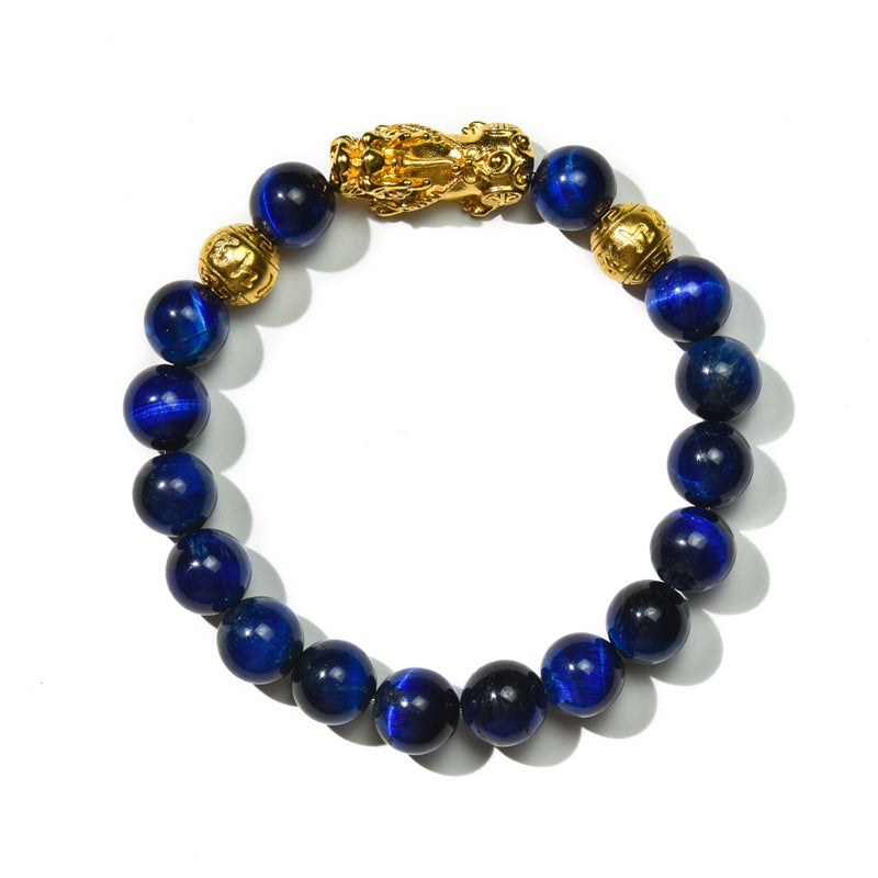 Buddha & Karma Blue Tiger Eye Pixiu Bracelet - Wealth & Confidence