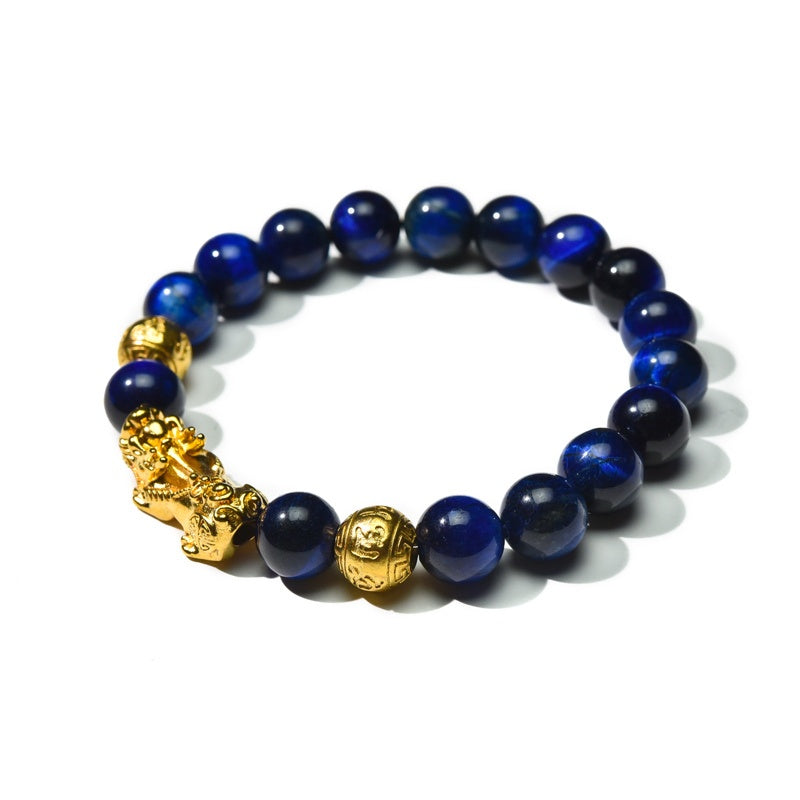 Buddha & Karma Blue Tiger Eye Pixiu Bracelet - Wealth & Confidence