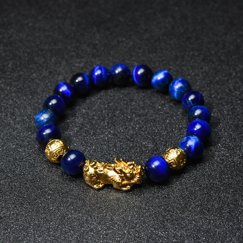 Buddha & Karma Blue Tiger Eye Pixiu Bracelet - Wealth & Confidence