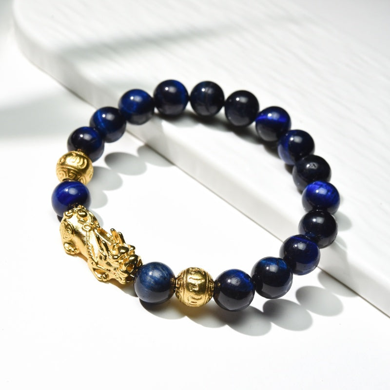 Buddha & Karma Blue Tiger Eye Pixiu Bracelet - Wealth & Confidence