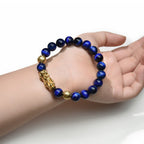Buddha & Karma Blue Tiger Eye Pixiu Bracelet - Wealth & Confidence