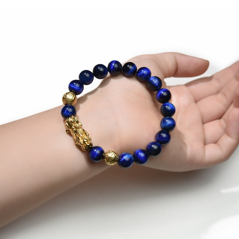 Buddha & Karma Blue Tiger Eye Pixiu Bracelet - Wealth & Confidence