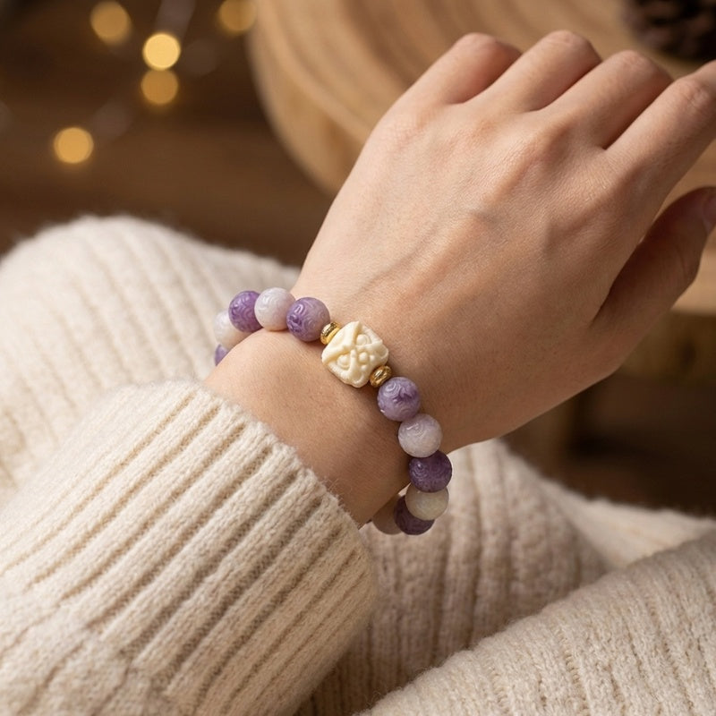 Exclusive: Buddha & Karma Bodhi Seed Lion Head Mantra Protection Bracelet