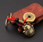 Vintage Lucky Cat Feng Shui Keychain