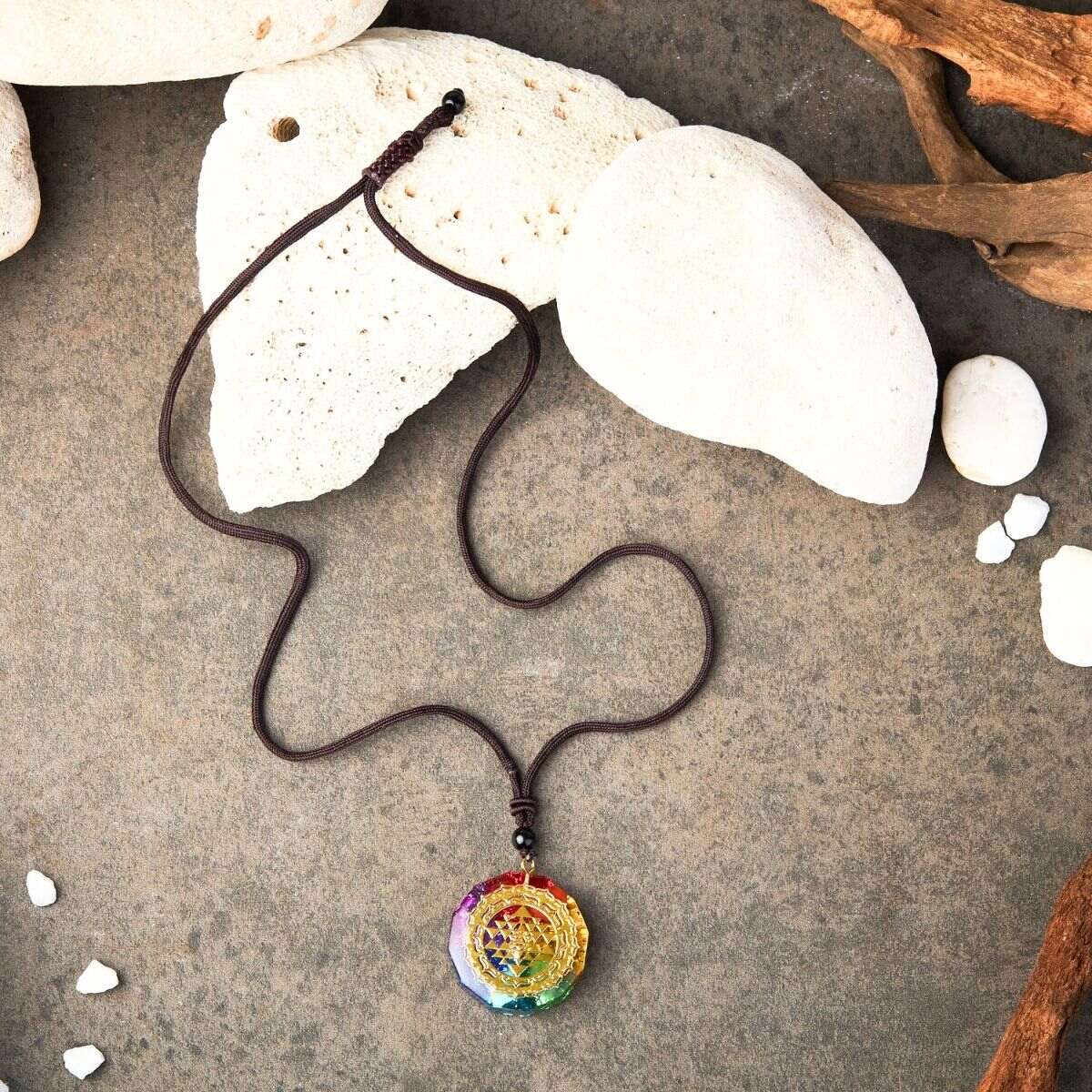 Buddha & Karma Chakra Orgonite Necklace - Balances Orgone Energy & EMF Protection