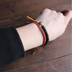Buddha & Karma Coconut Shell Beads Bracelet with Engraved Mantra