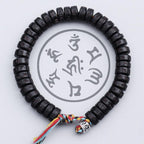 Buddha & Karma Coconut Shell Beads Bracelet with Engraved Mantra