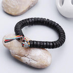 Buddha & Karma Coconut Shell Beads Bracelet with Engraved Mantra