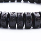 Buddha & Karma Coconut Shell Beads Bracelet with Engraved Mantra