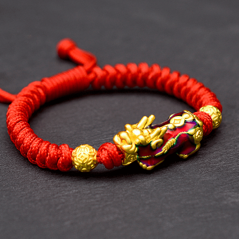 Buddha & Karma Color-Changing Pixiu Bracelet - Tibetan Red String