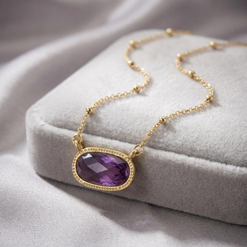 Buddha & Karma Crystal Pendant Necklace - Amethyst, Tiger Eye, Rose Quartz, Green Aventurine