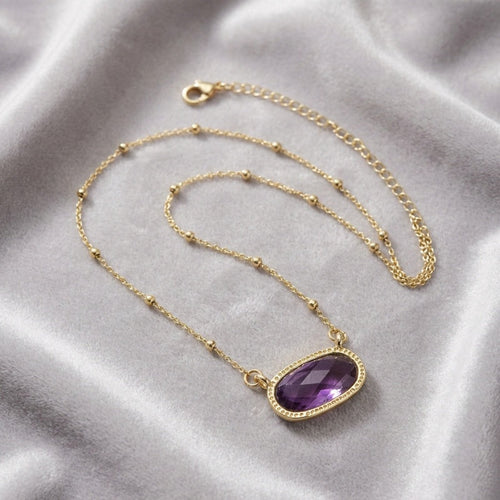 Buddha & Karma Crystal Pendant Necklace - Amethyst, Tiger Eye, Rose Quartz, Green Aventurine