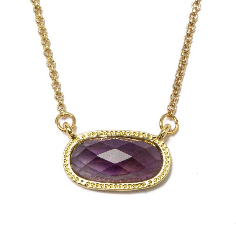 Buddha & Karma Crystal Pendant Necklace - Amethyst, Tiger Eye, Rose Quartz, Green Aventurine