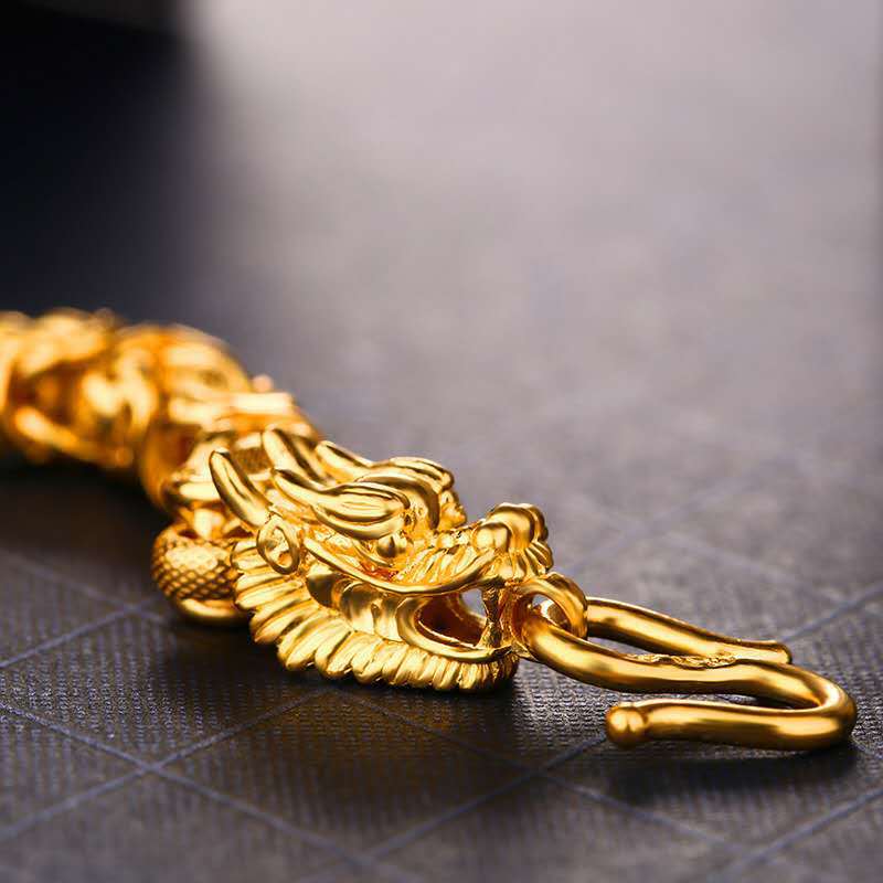 Buddha & Karma Double-Headed Golden Dragon Luck Bracelet