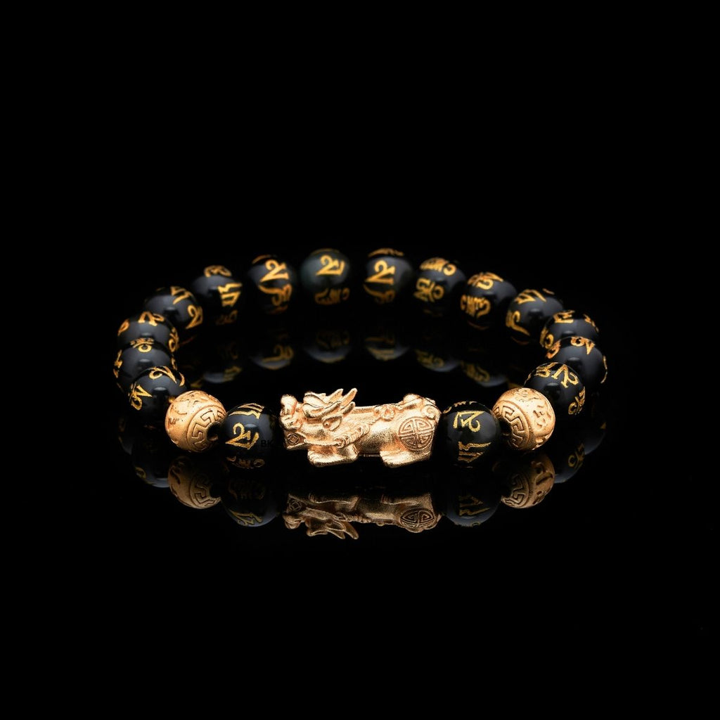 Buddha & Karma Feng Shui Bracelet - Pixiu Black Obsidian Bracelet for Wealth