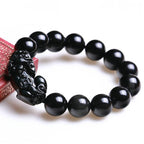 Buddha & Karma Black Obsidian Pixiu Bracelet - Wealth Protection