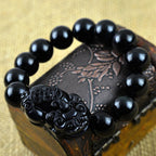 Buddha & Karma Black Obsidian Pixiu Bracelet - Wealth Protection