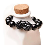 Buddha & Karma Black Obsidian Pixiu Bracelet - Wealth Protection