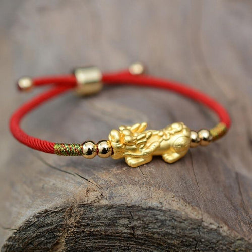 Buddha & Karma Feng Shui Piyao Wealth Bracelet - Red String
