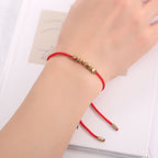 Buddha & Karma Five Lucky Beads Copper Bracelet - Blue & Red String
