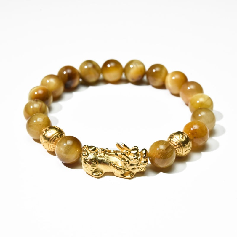 Buddha & Karma Gold Tiger Eye Pixiu Bracelet