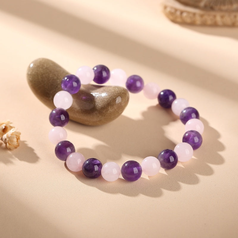 Buddha & Karma Gratitude Bracelet – Amethyst, Rose Quartz