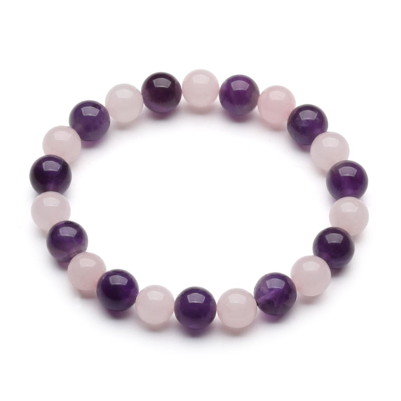 Buddha & Karma Gratitude Bracelet – Amethyst, Rose Quartz