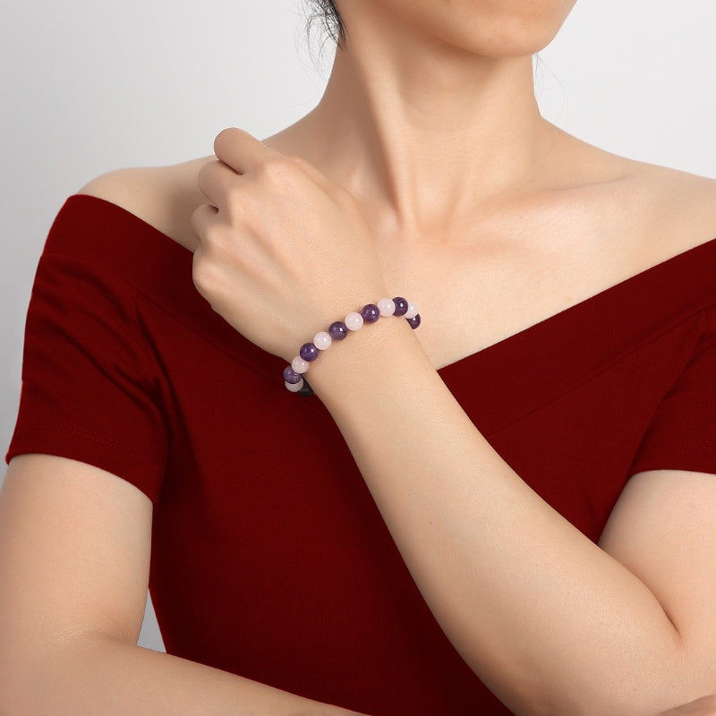 Buddha & Karma Gratitude Bracelet – Amethyst, Rose Quartz