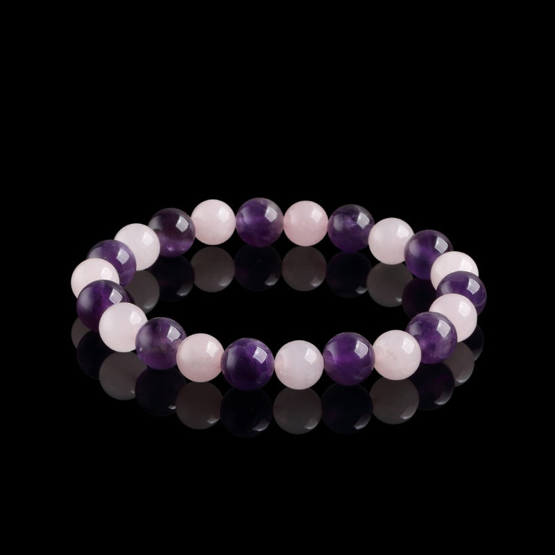 Buddha & Karma Gratitude Bracelet – Amethyst, Rose Quartz