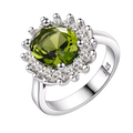 Flower Crystal Silver Peridot Ring