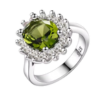 Flower Crystal Silver Peridot Ring