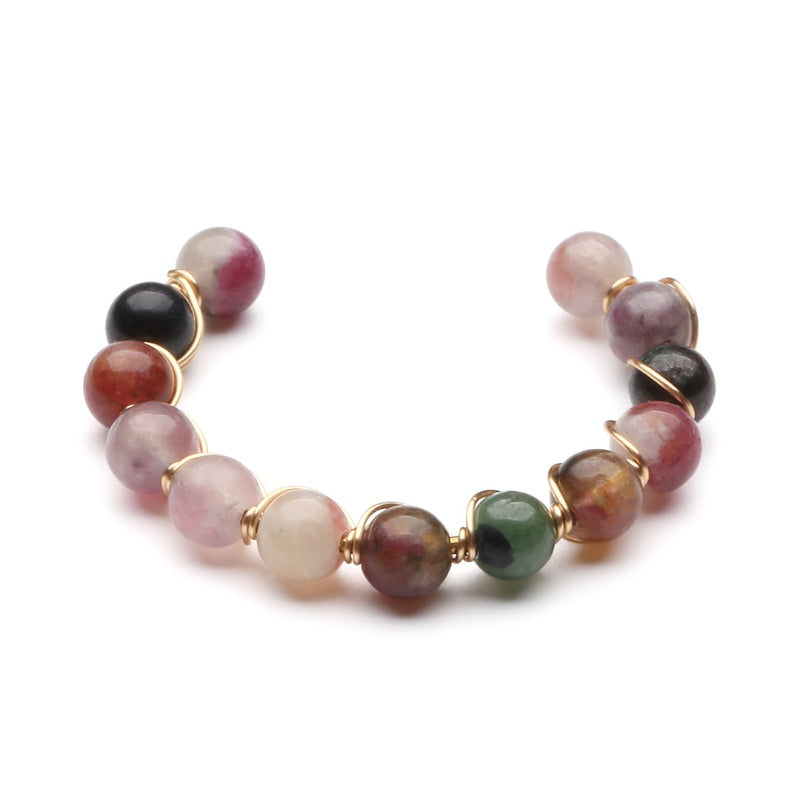 Buddha & Karma Tourmaline Ring - Natural Healing Crystal Bead Rings
