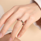Buddha & Karma Tourmaline Ring - Natural Healing Crystal Bead Rings