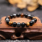 Buddha & Karma Triple Protection Bracelet - Tiger’s Eye, Obsidian, Hematite